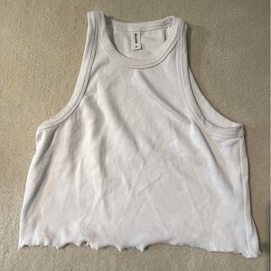 KOTN Raw Edge Cropped Tank in White
